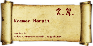 Kremer Margit névjegykártya